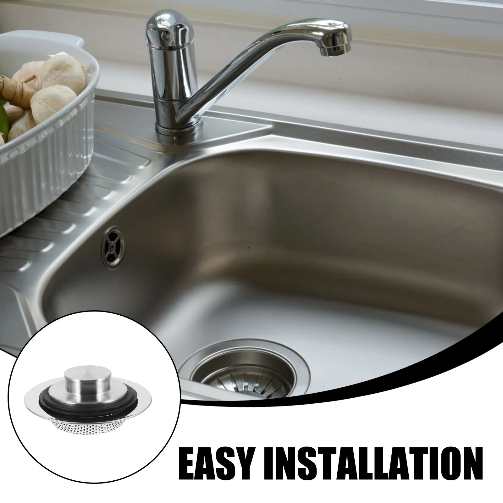 1Set Garbage Disposal Stopper Splash Guard Kit Kitchen Sink Strainer Stainless Steel Sink Guard Drain Filter Replacement view 5