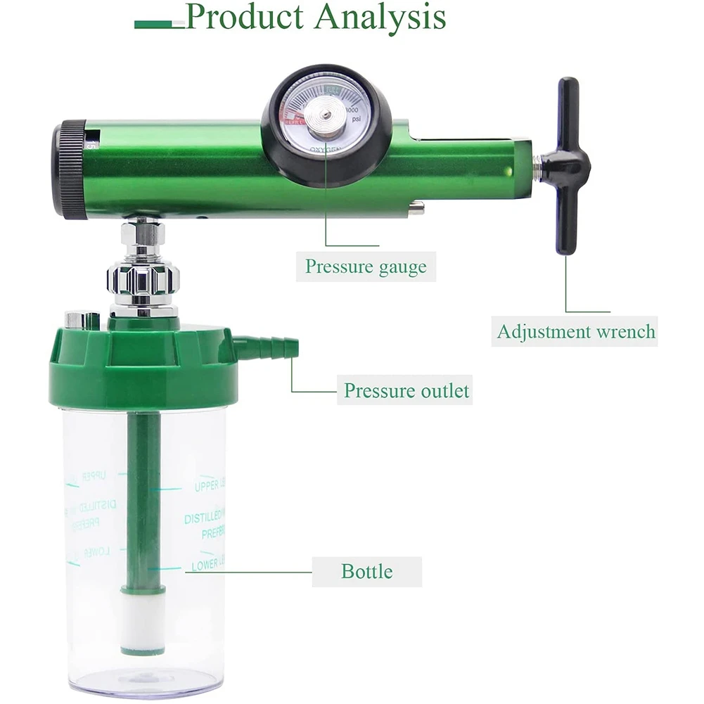 Oxygen Flow Meter Oxygen Regulator 0-15 L/Min Pressure Reducing Regulator Valve Meter with 870 Inlet Thread