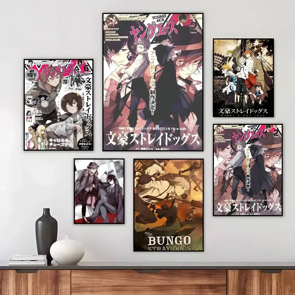 Japanese Anime Bungo Stray Dogs poster art HD canvas advanced aesthetic Printing Paper Wall Art for Living Room Home Decor