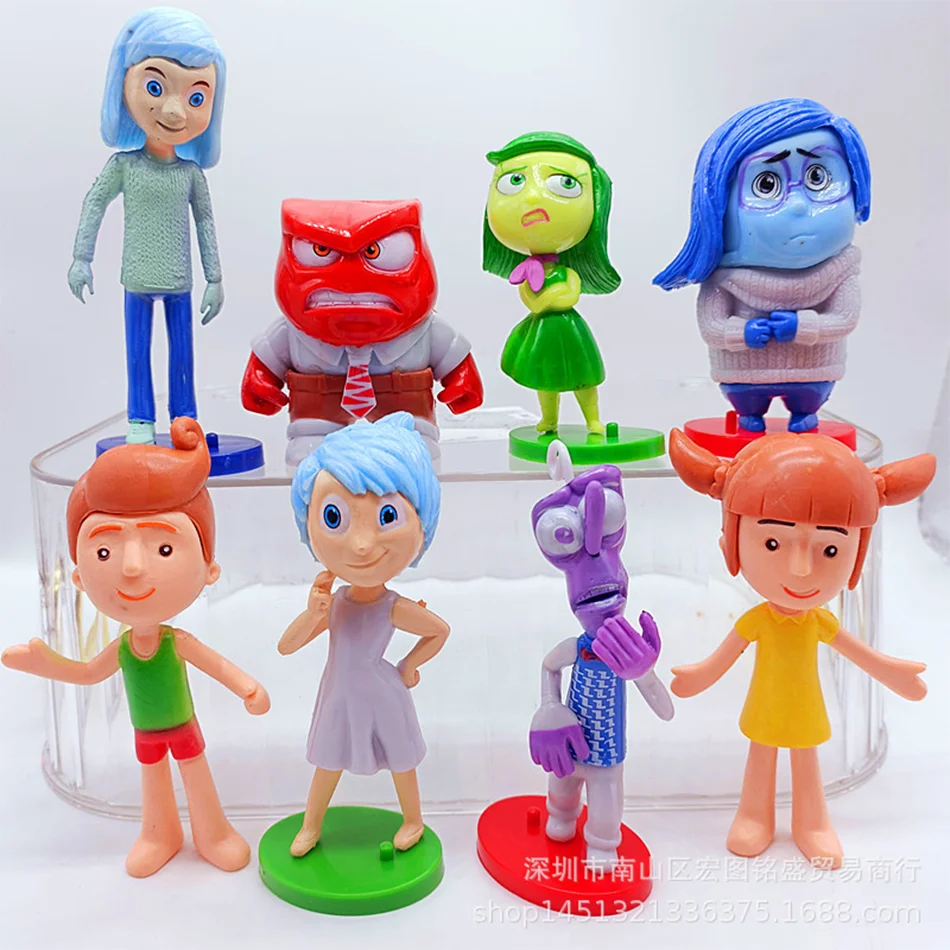 8pcs Disney Inside Out Kids Toy Figure Sadness Joy Anger Action Doll Toy Cake Decorative Desk Ornament Kid Birthday Gift