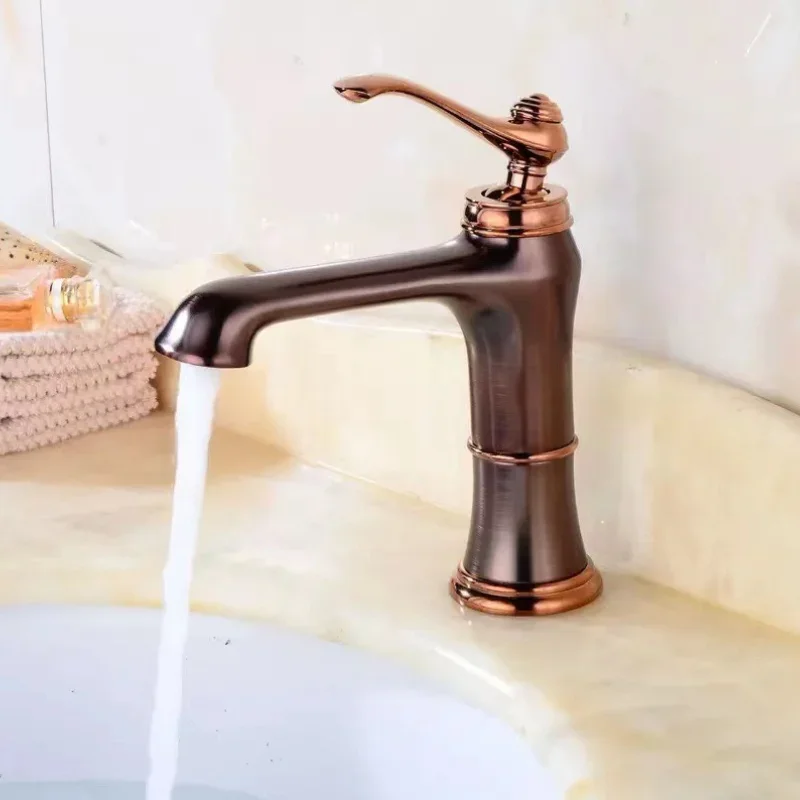 

Light Luxury Antique Faucet Hot and Cold Retro Black Bronze Brown High-end Basin Wash Basin Wash Basin Home