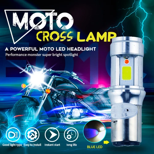 Imagen 2 del producto Plug & play-faro LED para motocicleta, Bombilla H6, 12W, 1200lm, S2, Ba20d, blanco, 6000K, 12v