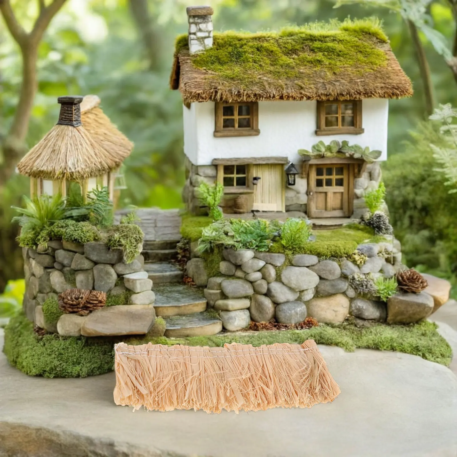 9 stuks miniatuur rieten dak realistisch kunstmatig stro dakbedekking voor huizen sprookjestuinen diorama's gesimuleerde grasdakdecoratie