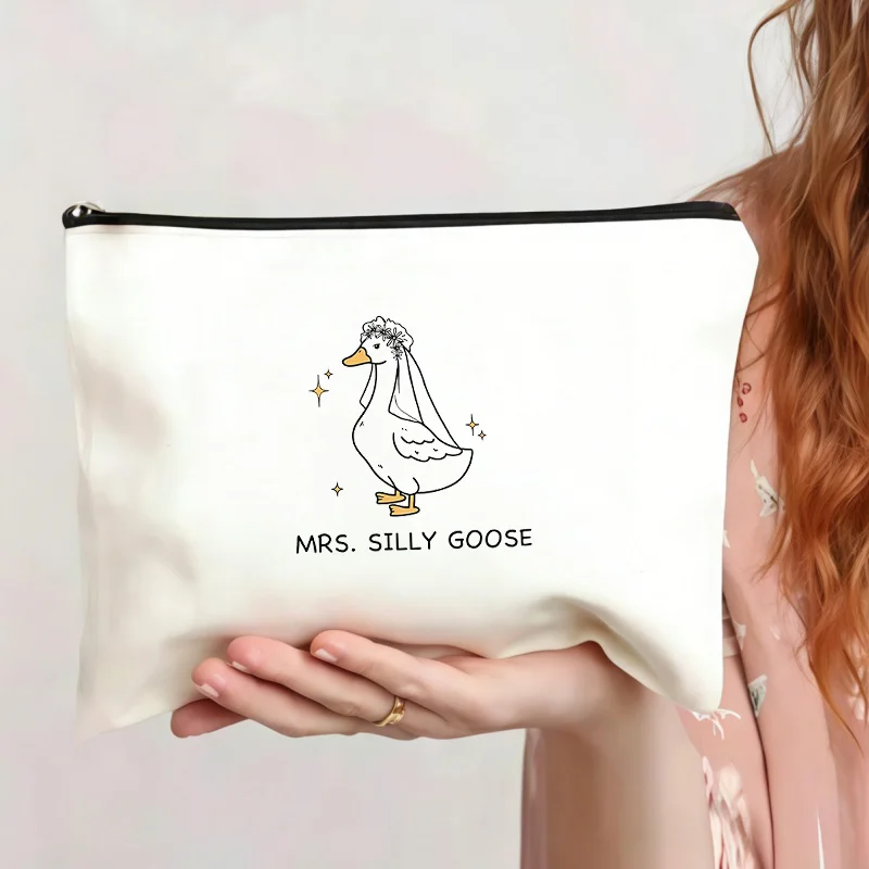 Mrs Sillygoose Engagement Wedding Gift Makeup Bag Suitable for Bride to Be Cosmetic with Neutral Style Pouch for Bridesmaids