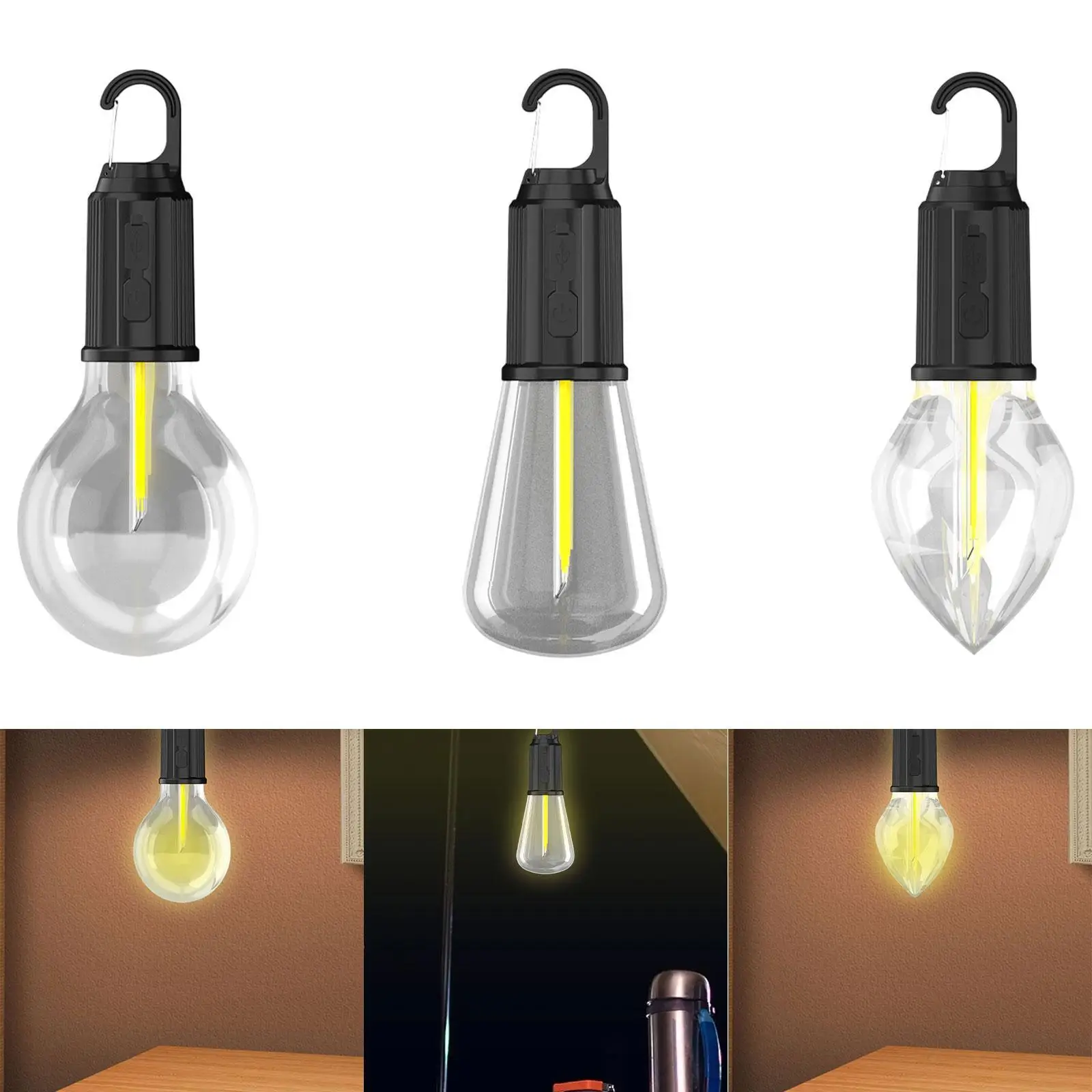 Camping Light Compact Waterproof 3 Lighting Modes Tent Light with Clip Hook for Backpacking Fishing Traveling Garage Hiking