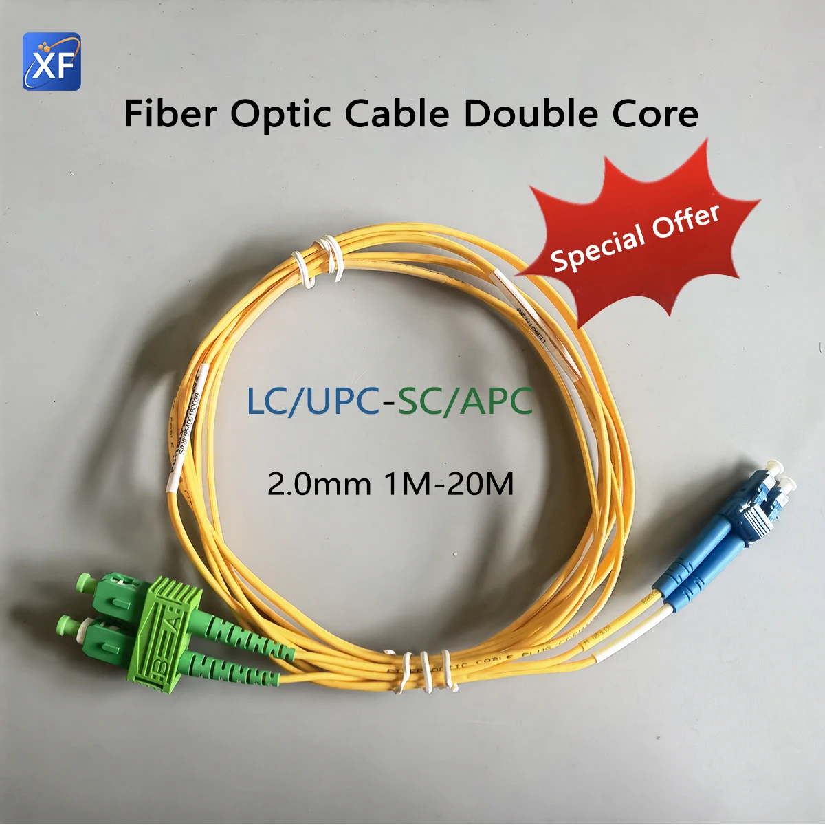 Fiber Optic Cables Single Mode Double Core Optic Patch Cord Cable LC/UPC-SC/APC 2.0mm 1/2/3/5/7/12/15/20M  Fiber Optic Cable
