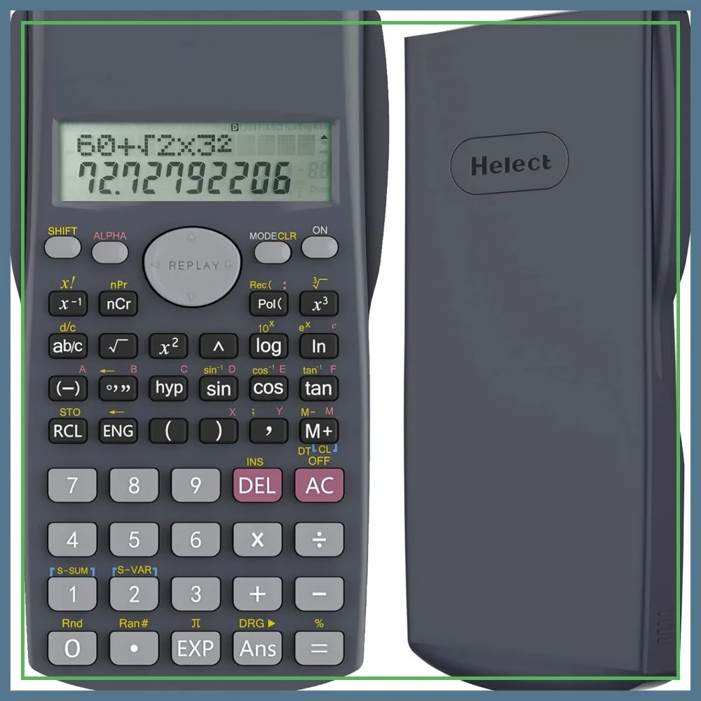 

2-Line Engineering Scientific Calculator, 240 Functions, 12-Digit Display, for School and Business