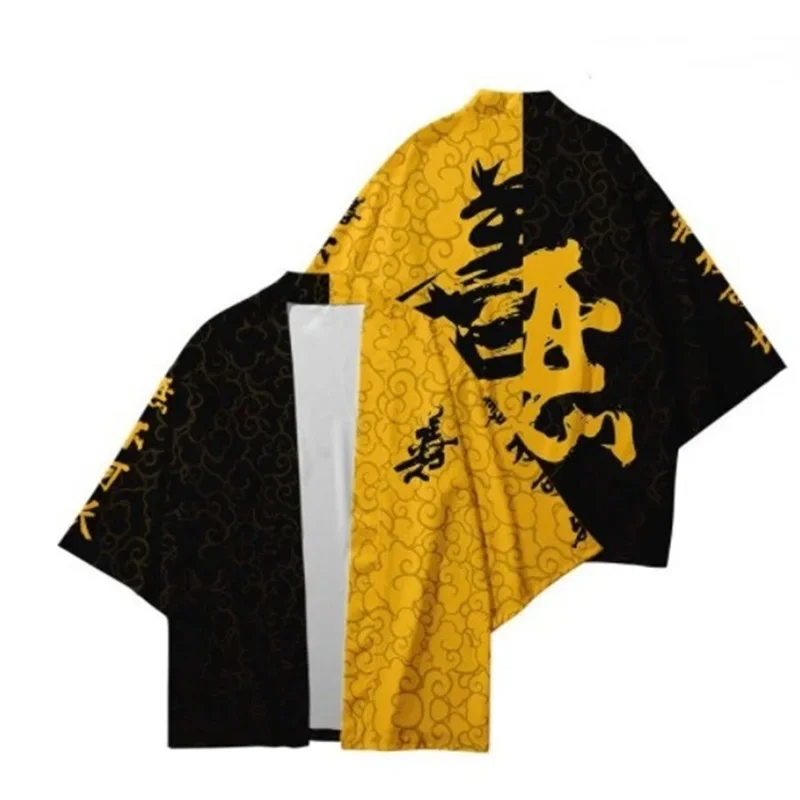 Moda Harajuku japońskie kimono 2024 chińska opera drukuj kimono sweter koszula męska Haori Obi azjatyckie ubrania samurajska Yukata 12823