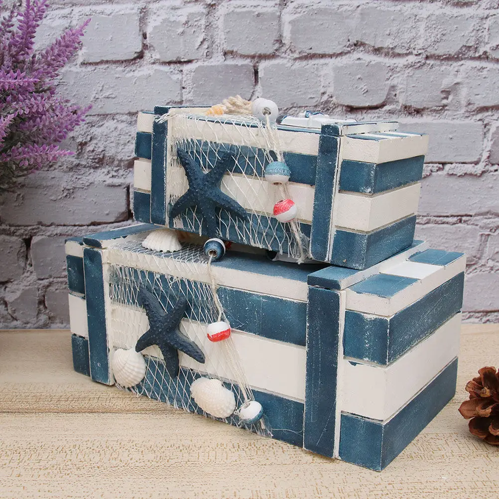 

2Pcs Wooden Jewelry Box Storage Container for Small Items Cosmetics Accessories Decorative Organizer Case Retro Style Home