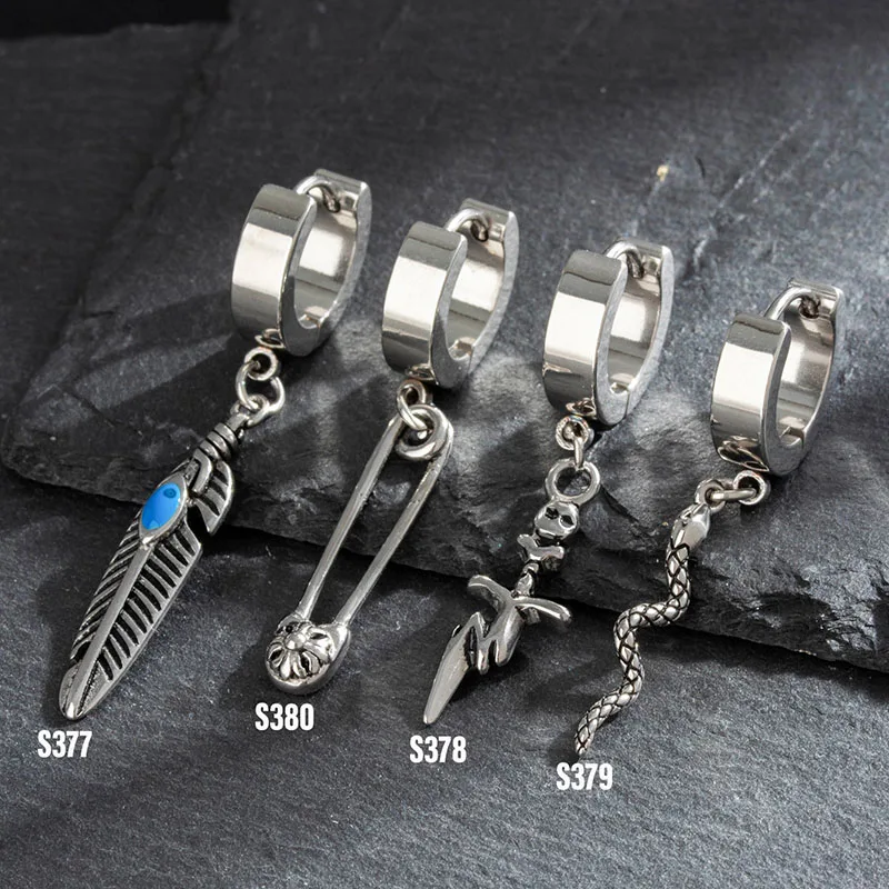 1 шт., серьги-кольца из хирургической стали 361L, висячие серьги с мечом, длинная цепочка в стиле панк, висячие серьги для женщин и мужчин, украшения для ушей 1 шт., серьги-кольца из хирургической стали 361L, висячие серьги с мечом, длинная цепочка в стиле панк, висячие серьги для женщин и мужчин, украшения для ушей