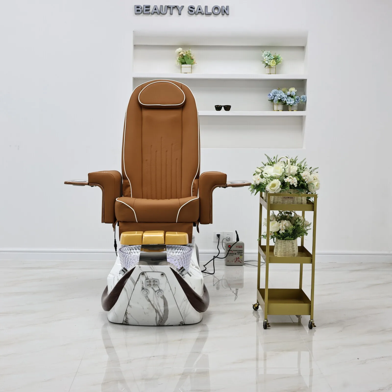 Electric Pedicure Chair Foot Massage Spa Reclining Nail Salon Chair with Foot Bath Basin Manicure Pedicure Station Furniture