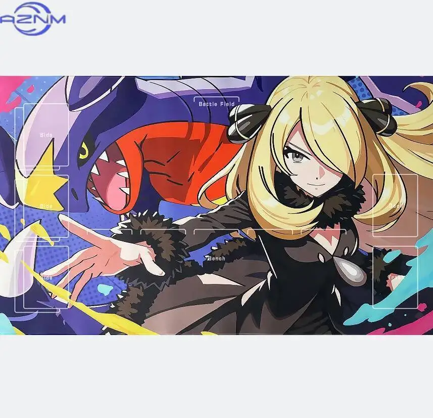 6 Styles DIY Pokemon Play Mat - Cynthia Garchomp Battle Card Mat PTCG Rubber Battle Mat Gift