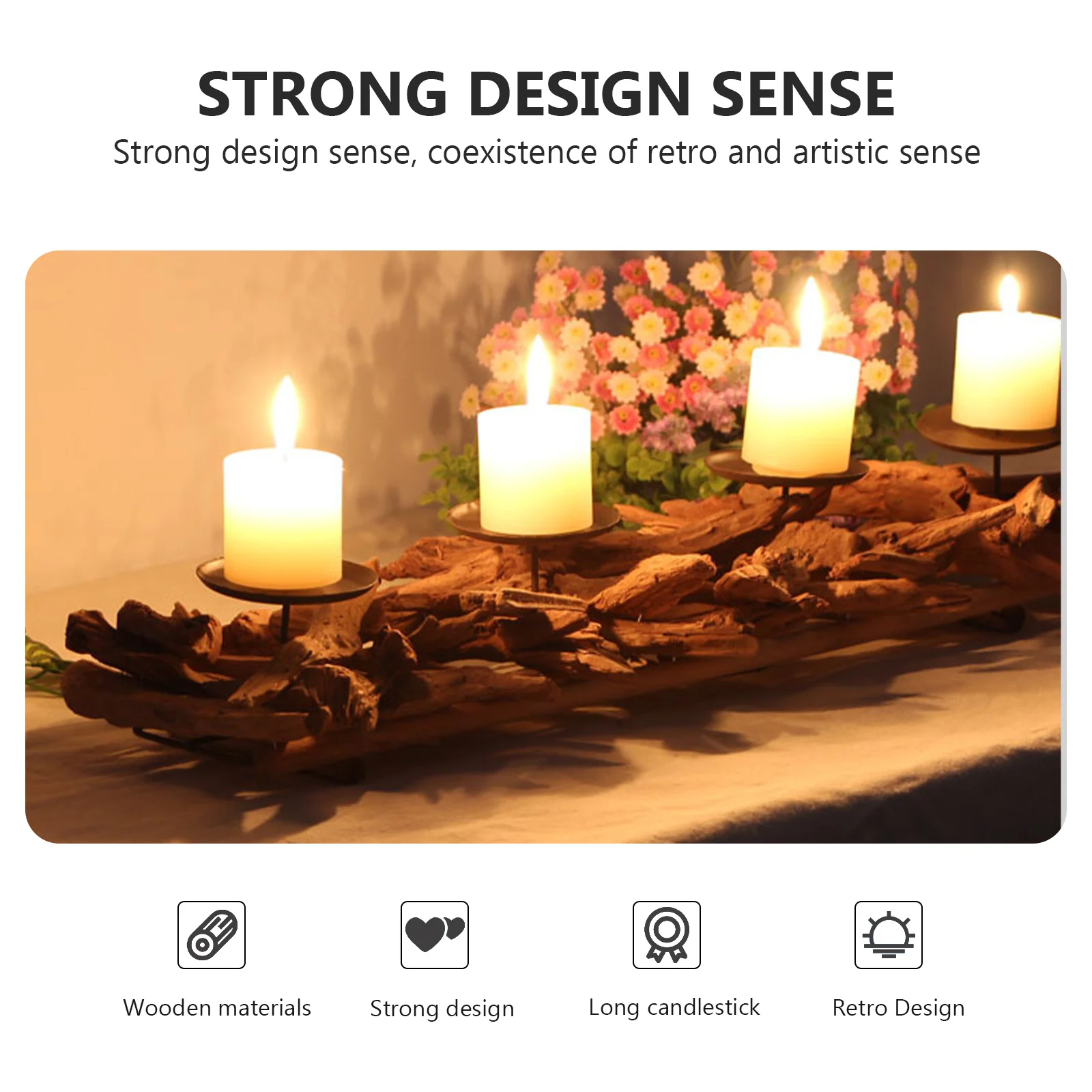 

1Pcs Classic Wood Stand Decorative Candlestick for Wedding Candlelight Dinner Home Decoration Wood Candlestick