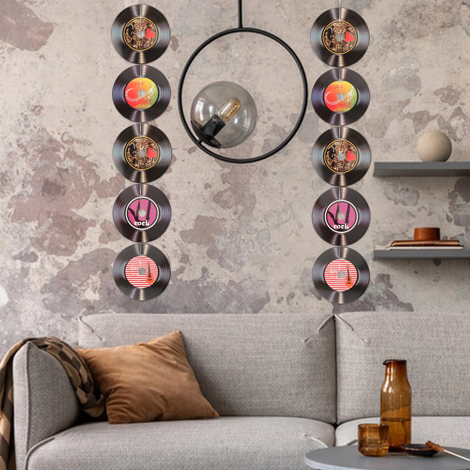 

16pcs Vinyl Record Wall Decor Black Music Records Aesthetic Fake Decorations Home Bar Cafe Retro Bedroom Living