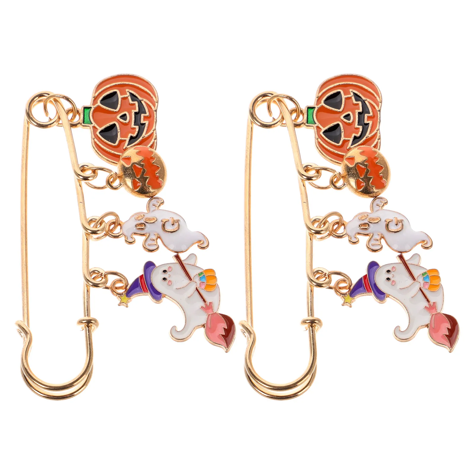 

2pcs Halloween Pumpkin Brooch Pin Unique Decorative Skull Clothing Accessory Retro Lapel Pins For Women Party Spooky Ghost