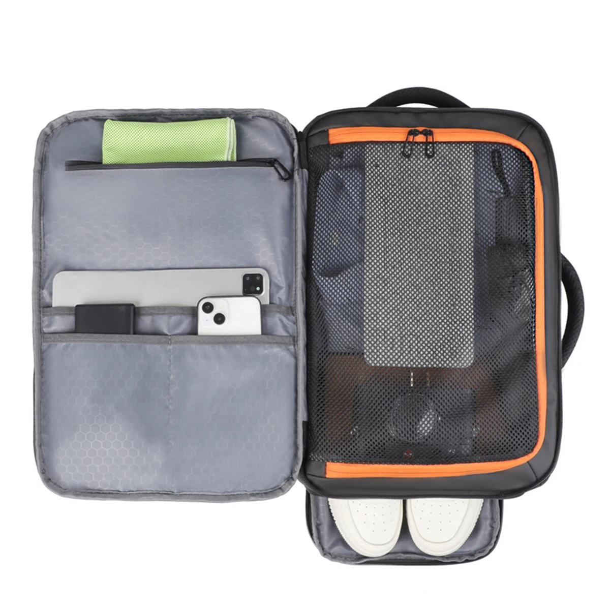 حقيبة ظهر للركاب التكيفية للجنسين، وصول سريع عبر USB، لوحة خلفية للتحكم في المناخ، سعة كبيرة، نظام سحاب مزدوج