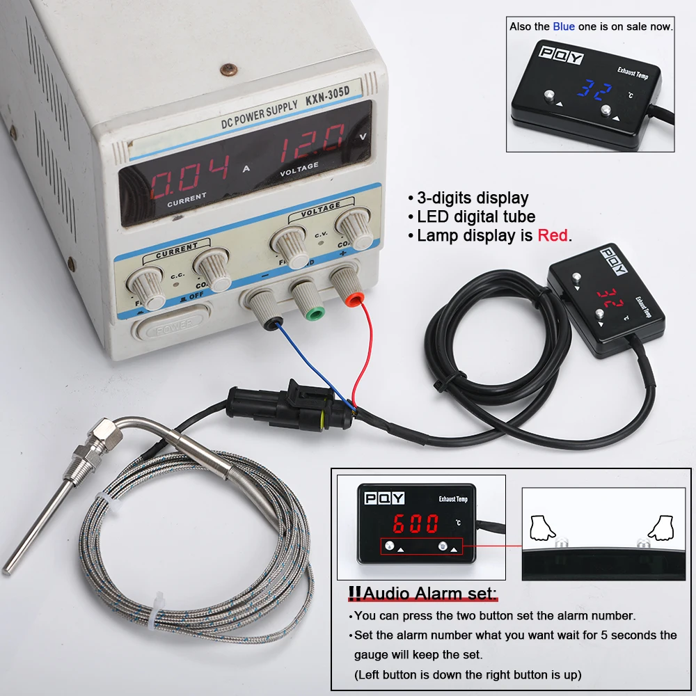 Car Exhaust Temp Gauge Exhaust Gas Meter Digital With Sensor EXT Temperature Meter Turbo for 4WD Hilux Patrol EGT HT-TAG06-QY