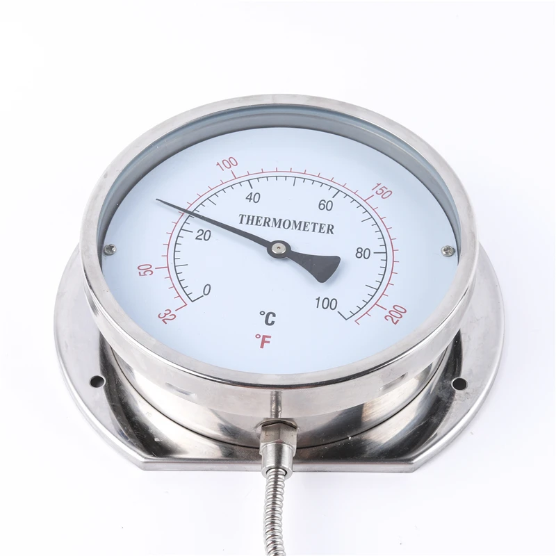 All stainless steel enclosure capillary thermometer with flange for industrial use