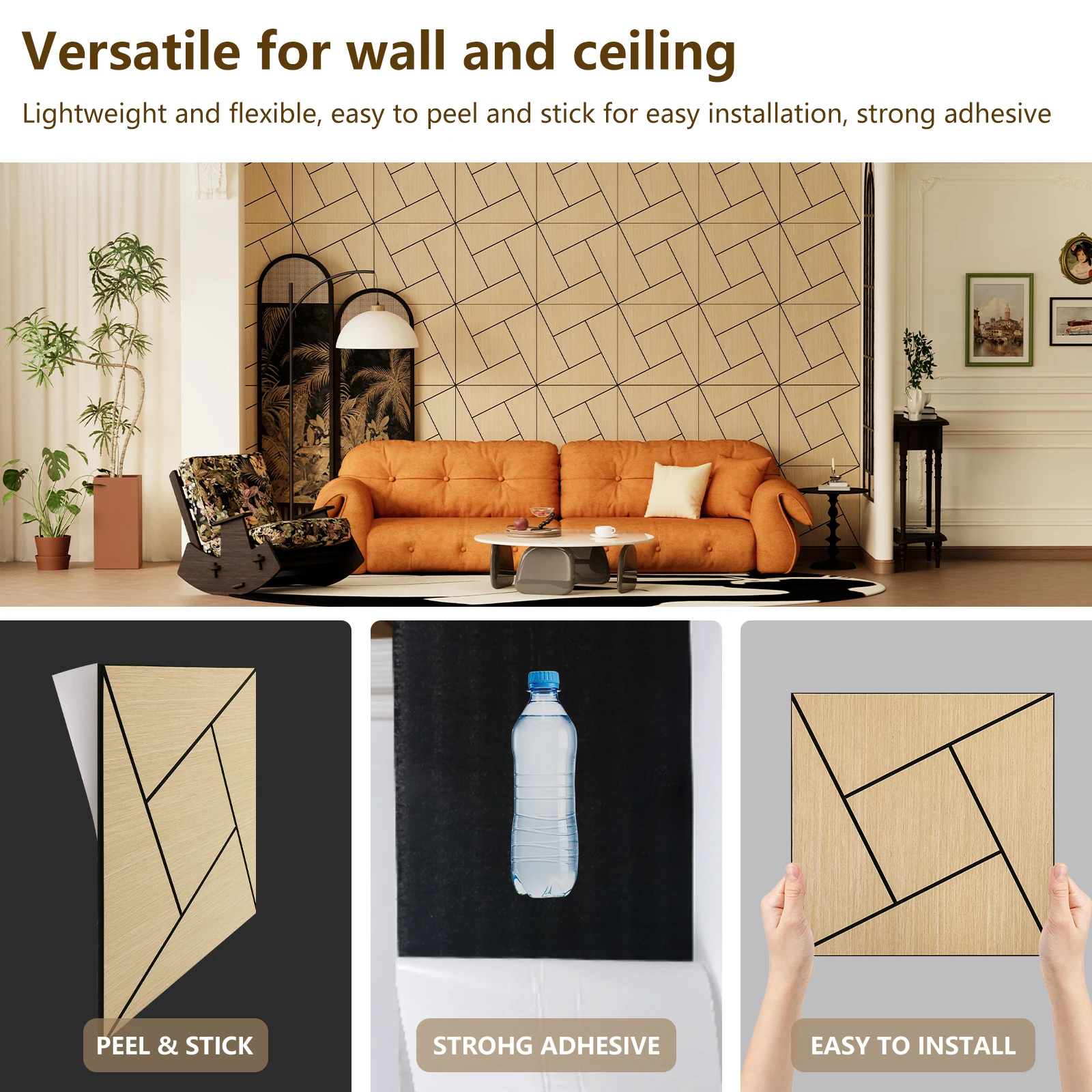 4 Packs Acoustic Wall Panels - Self-Adhesive 3D Wood Slat Wall Panel- Peel and Stick Sound Absorbing Panels for Noise Reducing -