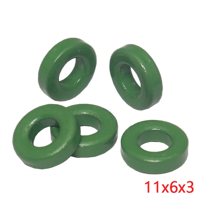 【50-10PCS】Mn-Zn High Conductivity Green Ferrite Core Ring 11*6*3mm 11x6x3mm anti-interference Filter Inductor
