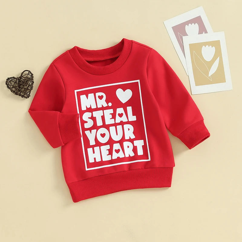 Valentines Baby Girl Outfit Sweet Heart Embroidered Crewneck Sweatshirt Long Sleeve Pullover Sweater Tops