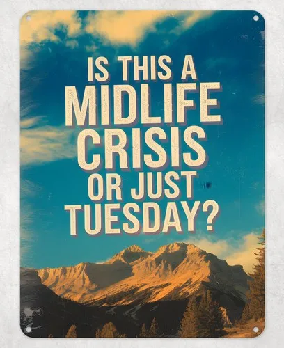 IS THIS A MIDLIFE CRISIS METAL POSTER WALL TIN SIGN MAN CAVE SHED HOME PLAQUE --Tin Sign