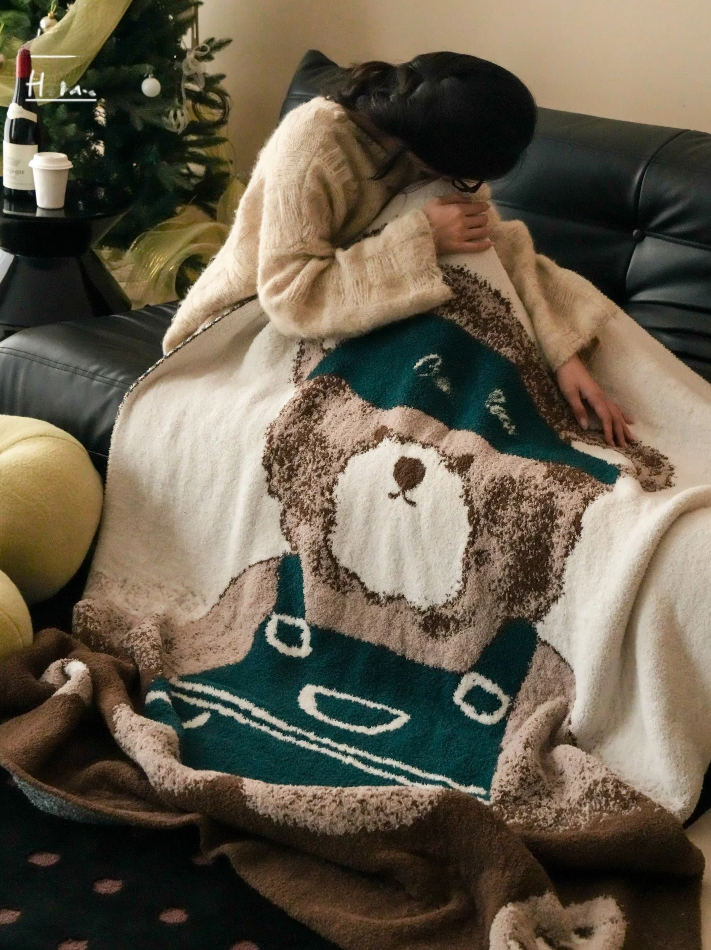 

Универсальное теплое одеяло Coffee Bear из полиэфирного волокна для офиса, дивана, спальни, сна, на все сезоны