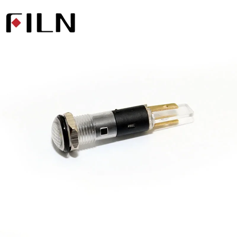 8mm Gösterge Lambası 12V 24V 110V 220V Güç LED Gösterge Lambası Metal Panel Lambaları Pilot Beyaz Pilot Lambası Sinyal Lambası ile