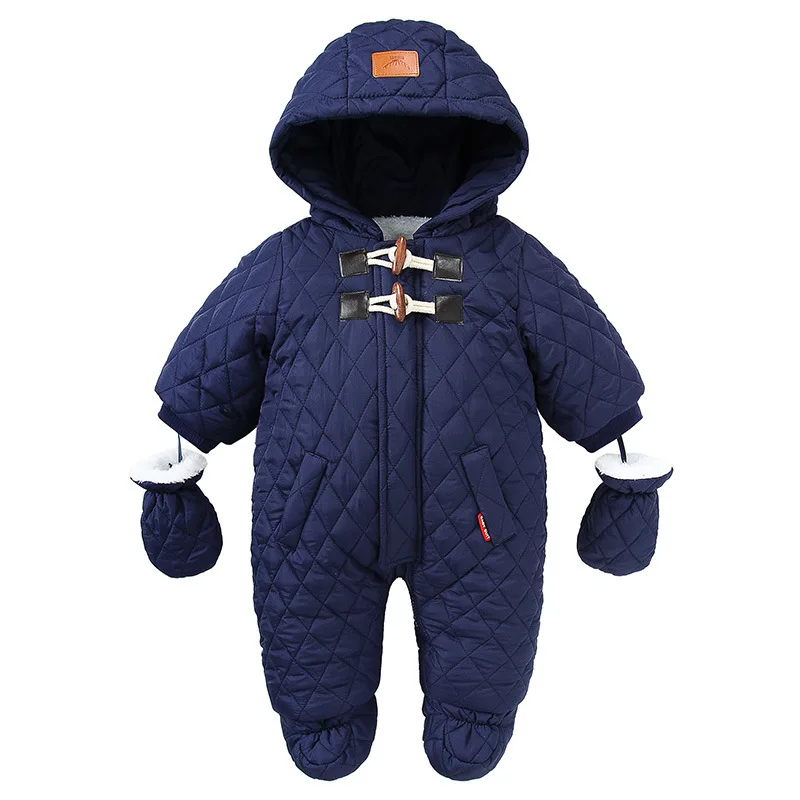 UNIFEMEN 2024 Baby Boy Winter Jumpsuit Plus Velvet Warm Newborn Baby Overalls Infant Girl Snowsuit Toddler Romper Outerwear Coat