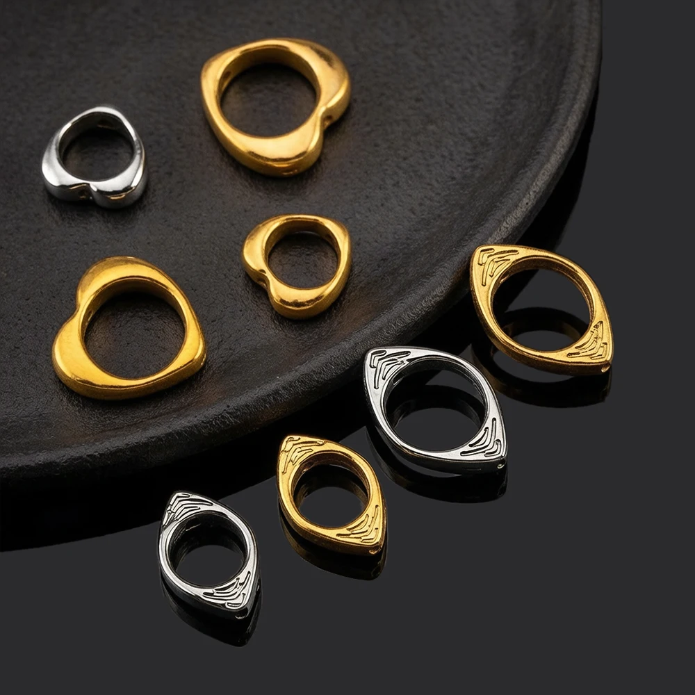 Stainless Steel Color-Retaining Heart Eye Bead Ring with Straight Hole Spacer Beads DIY Bracelet Necklace Jewelry Accessories