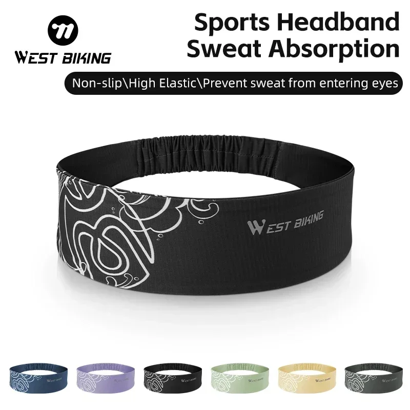 WEST BIKING  Summer Cycling Outdoor Sweatband Widen Moisture Wicking Headband High Elastic Headscarf 6 Colors Couples Sport Gear