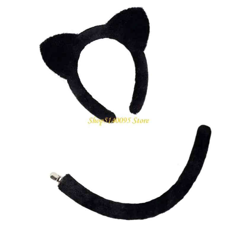 

Dxae Childrens Rel Play Heardsding и хвостовая установка Furry Cats уши костюм аксессуар безопасный головной убор косплей для