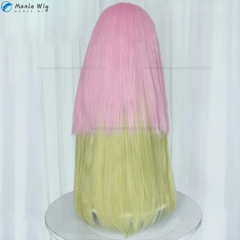 High Quality Anime Kanroji Mitsuri Cosplay 85cm Gradient Braids Mitsuri Kanroji Cosplay Anime Wigs Heat Resistant Synthetic Hair