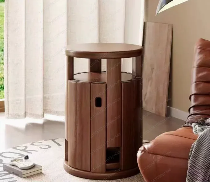 Stackable Solid Wood Round Stool for Living Room, 4 in 1 Storage Stool & Side Table without Wheels