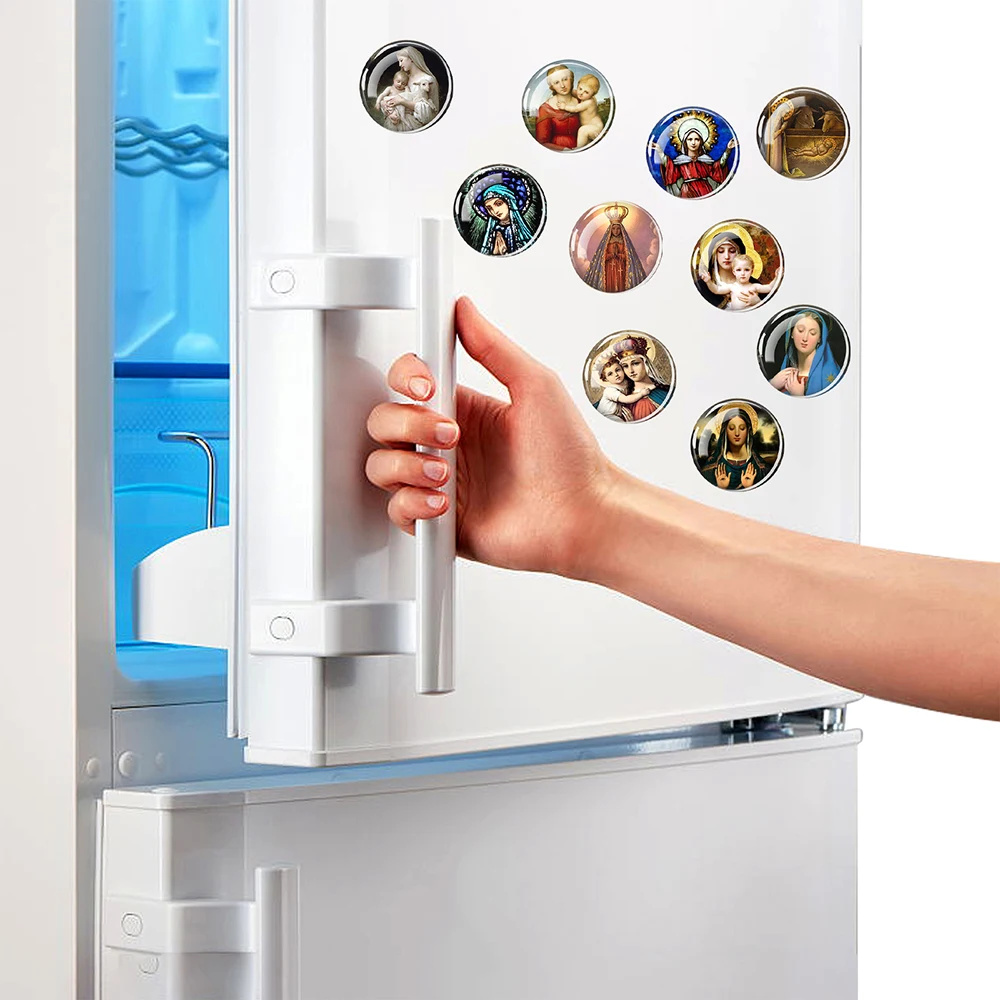 Virgin Mary Fridge Magnet Queen of Grace Glass Dome Refrigerator Magnets Stickers Jesus Christian Church Souvenirs Home Decor