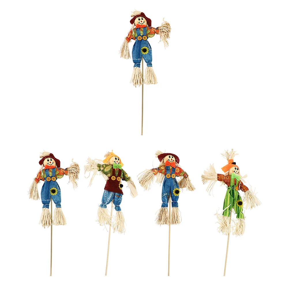 5 Pcs Pastoral Scarecrow Party Ornament Halloween Decor Decorations Decorate Garden Decors Cloth Fall