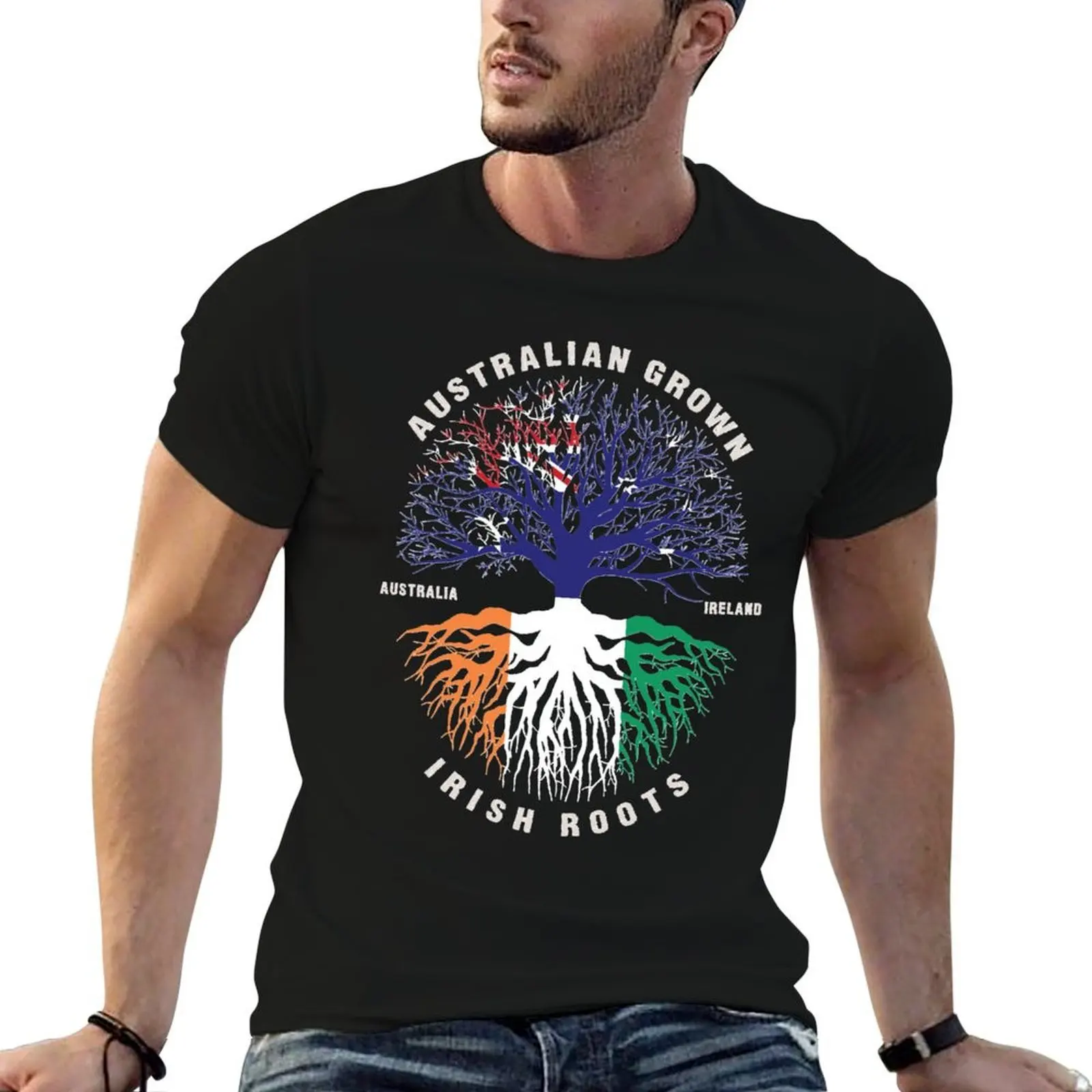 Australian Grown Irish Roots Ireland Flag T-Shirt man graphic t shirt t shirt man plain cotton t shirts man 100% T-shirt