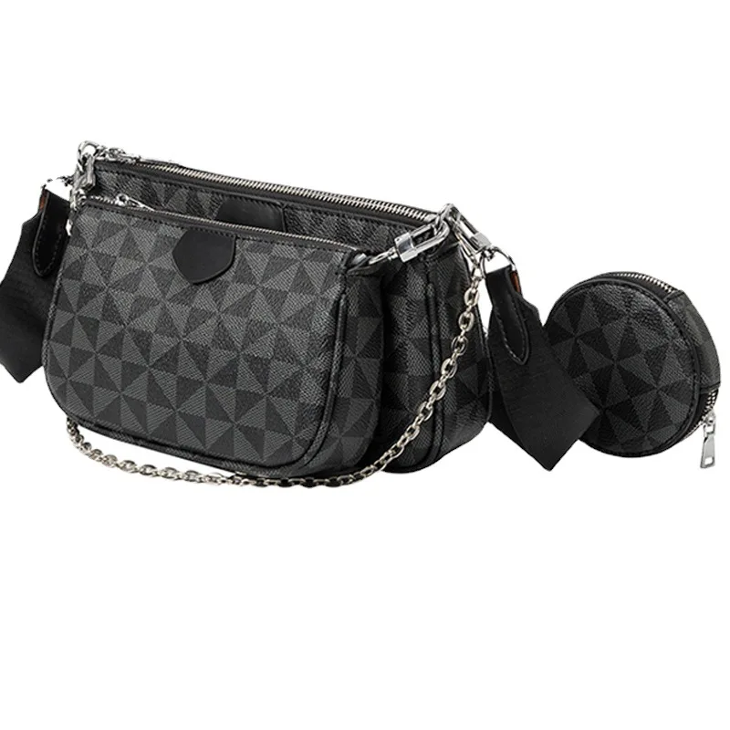 High Quality Leather Trinity Shoulder Bag For Women Fashion Plaid Desigh Female Party Purse Small Ladies Crossbody Composite Bag