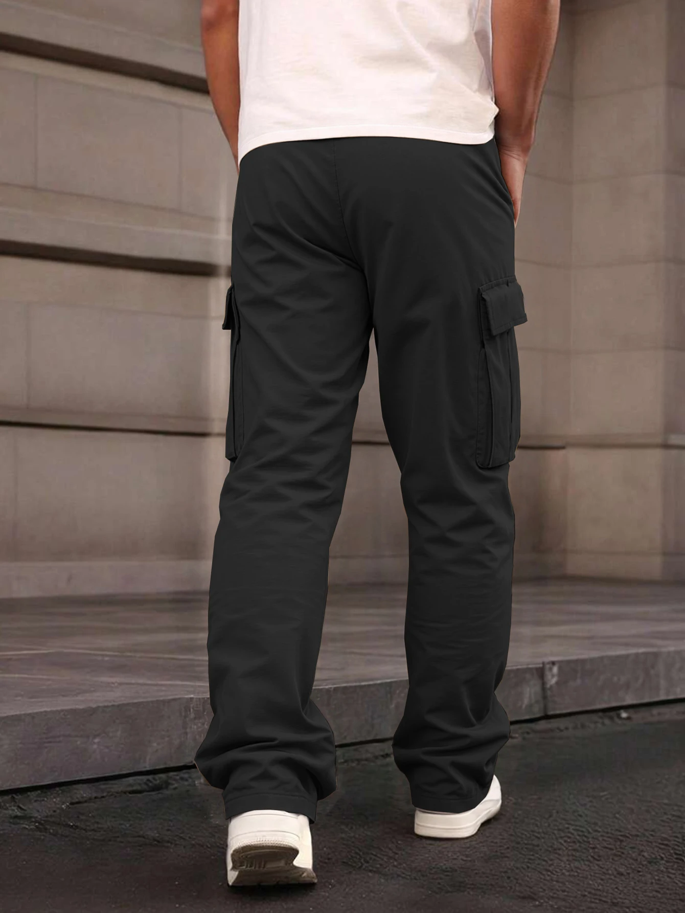 メンズ ソリッドカラー カーゴパンツ フラップポケット付き  - Cargo Jogger Pants のレビューと価格