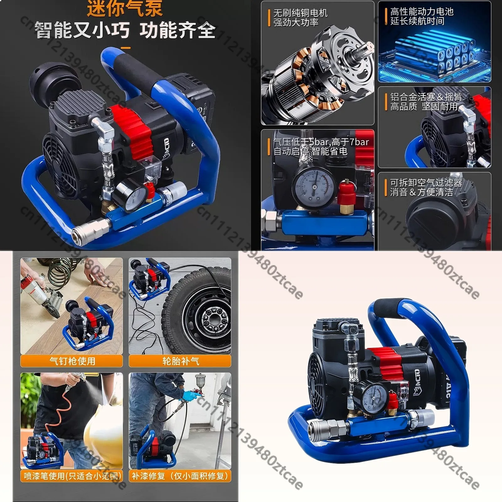 Lithium Battery Air Pump for Makita 18V Portable Rechargeable Air Compressor Tire Inflator