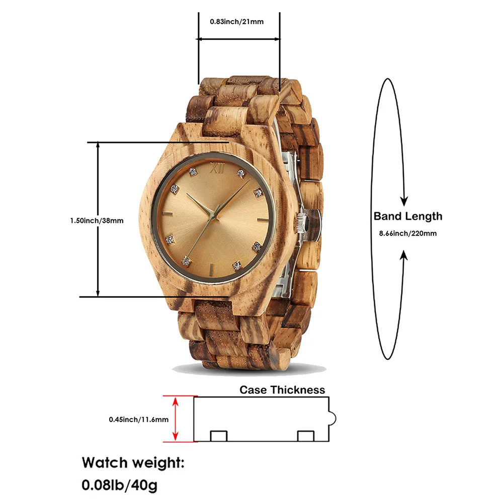 Women\'s Watch Retro Wooden Women\'s Fashionable Luxury Quartz Wrist Watches, Wood Clock for Valentine\'s Day Gift for Girlfriend