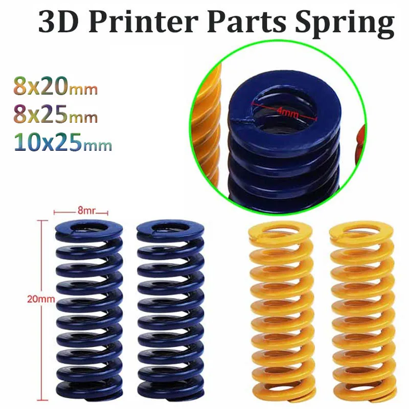 

3D Printer Parts Spring For Heated Bed Leveling Extruder Strong Springs Blue Yellow ID 4mm 5mm OD 8mm 10mm Higth 20mm 25mm