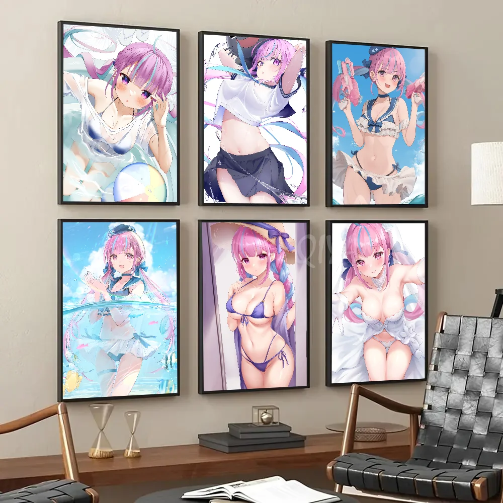 Minato Aqua Hololive Vtube Game Anime Poster Paper Print Home Living Room Bedroom Entrance Bar Cafe Art Painting Decoration