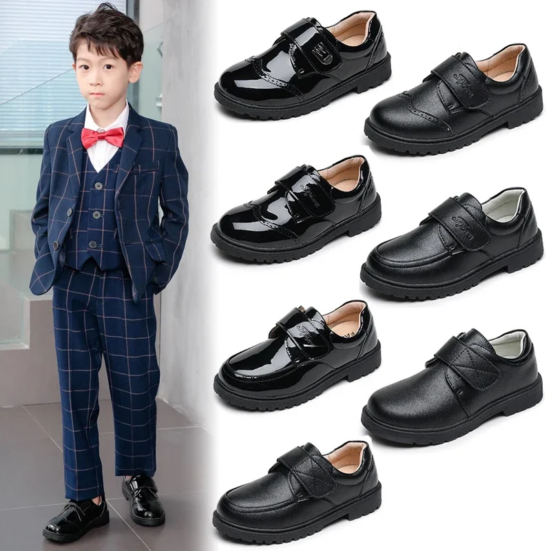 children\'s leather shoes Spring Kids School Genuine Leather For Boys British Style Boys Dress Shoes Piano Performance Wedding