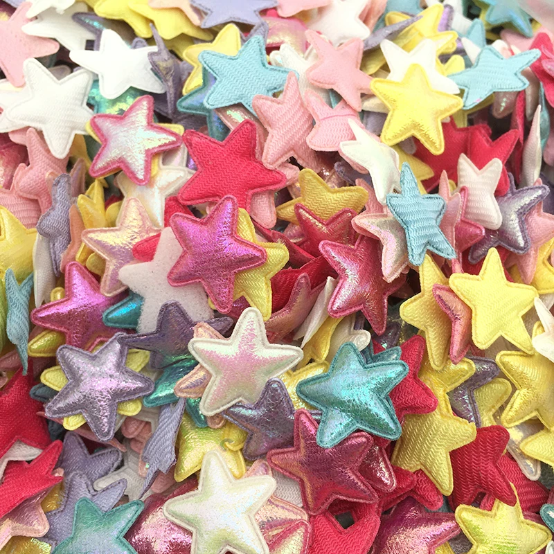 100Pcs 25mm Laser Padded Glitter Cloth Stars Appliques for DIY  Clothes Sewing Patches Handmade Headwear Hair Clips Accessories