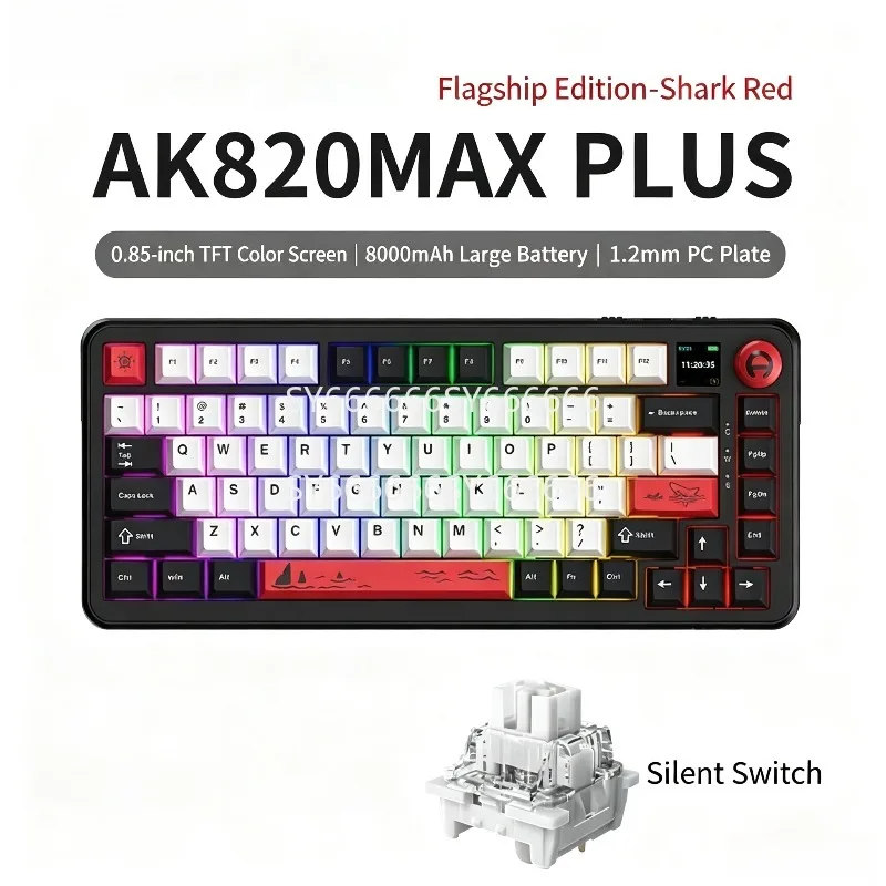 75% Side Tri-mode Bluetooth Mechanical Keyboard With 8000mAh Display Side Print Esports Custom Gaming For Ajazz AK820Max