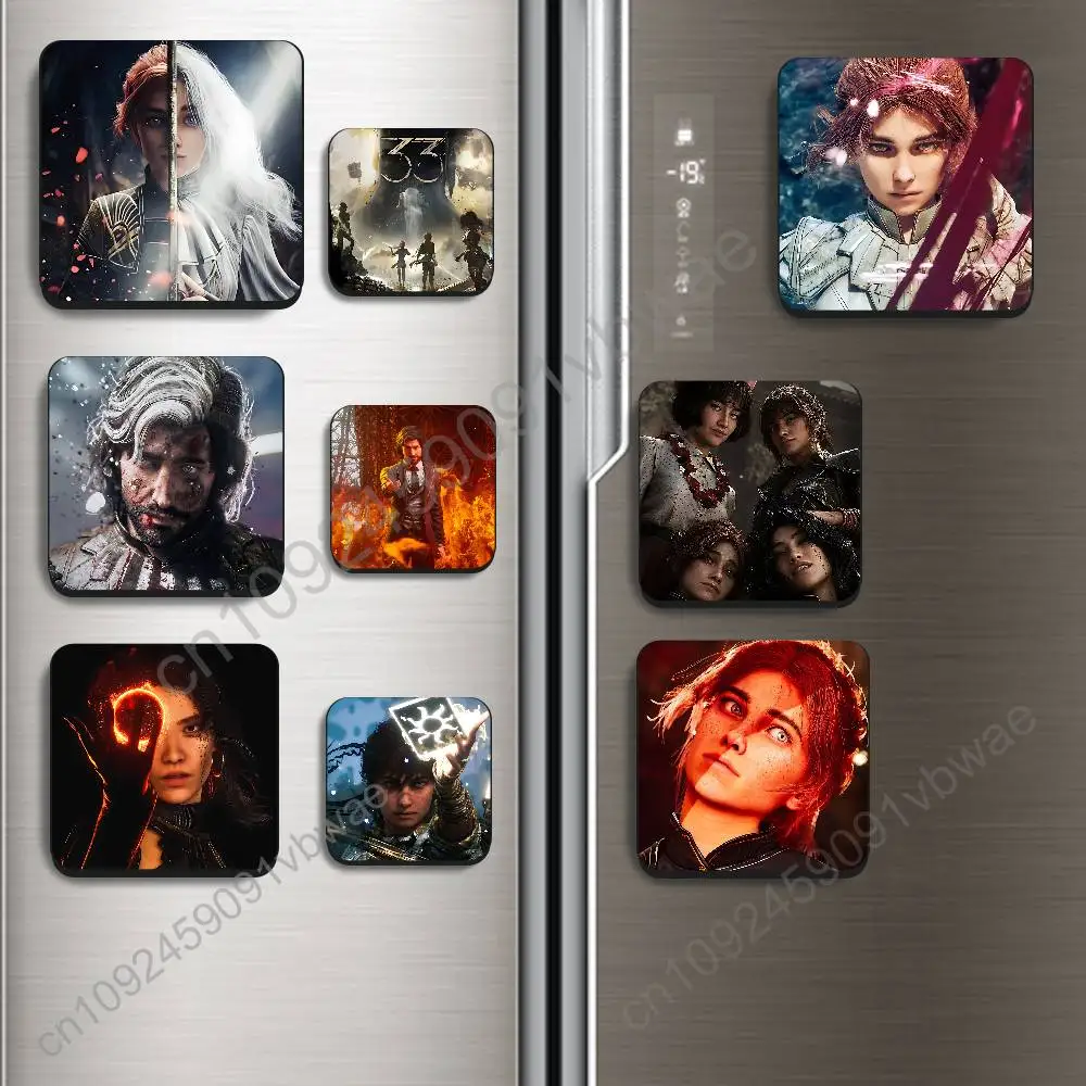game Monoco Maelle Clair Obscur Black Square Plastic Fridge Magnet, for Magnetic Sticker No Trace Left, Durable, Smooth Textured
