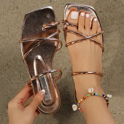 Women Sandals Plus Size 41 Fashion Flat Casual Clip Toe Flip Flops Sandals Slippers Female Outdoor Non-slip Shoes 2024