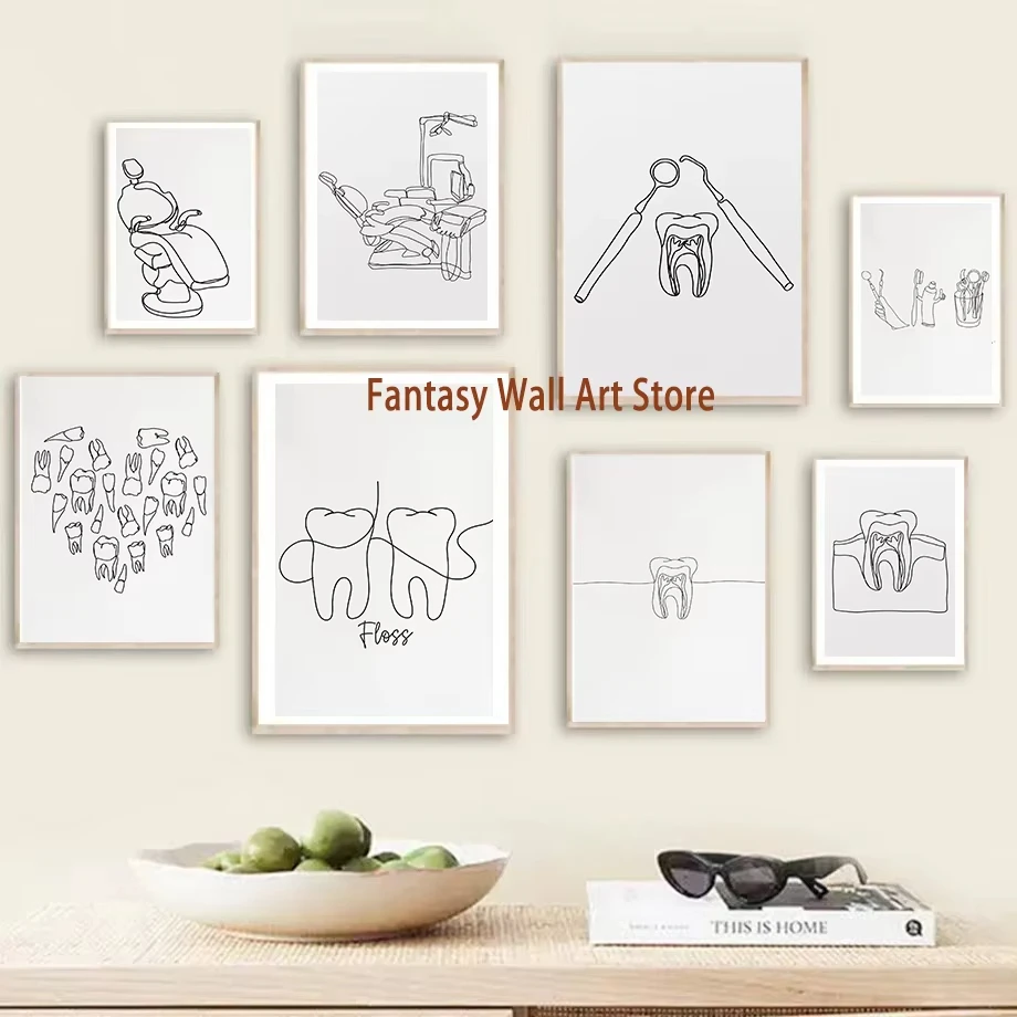 Dental Appliances for Dental Health Minimalist Teeth Dentistry Decor Canvas Painting Wall Picture Dental Hospital Wall Art Decor