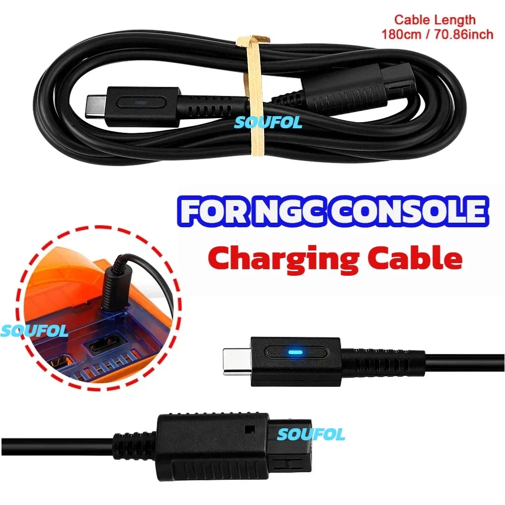 PD Power Cable for NGC Game Console, 45W Charging Supply Cord, Gamecube Controller Power Extend Wire Replacement Charging Line